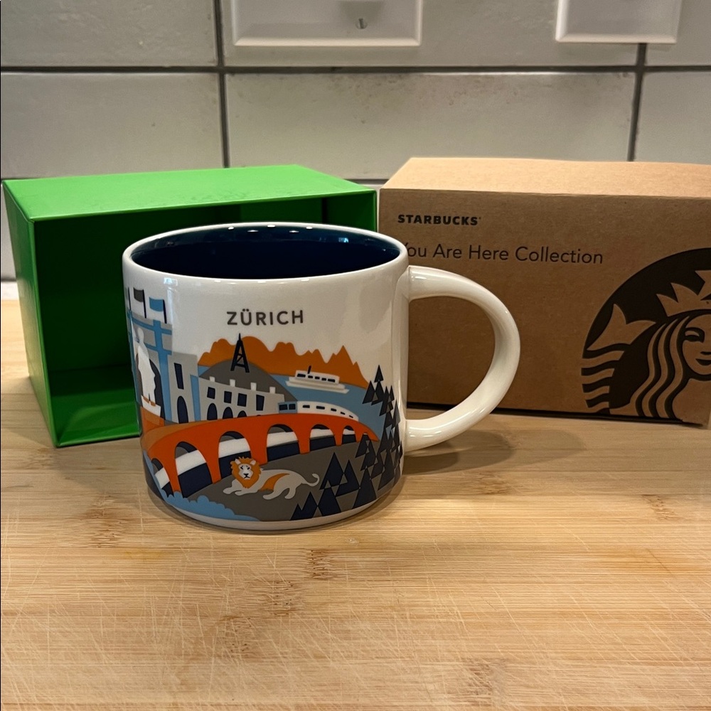 Starbucks Zürich You Are Here Ceramic Mug - Blue, Orange, White